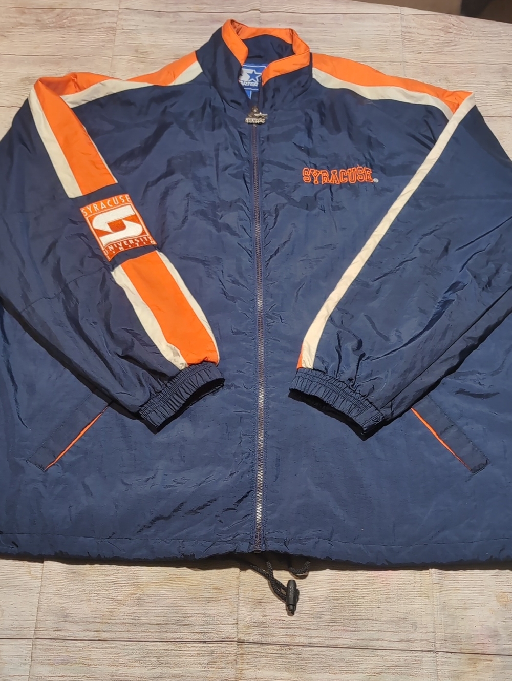 Vtg 90s Starter Syracuse Full Zip Nylon Windbreaker Sz XL Big Logo Back